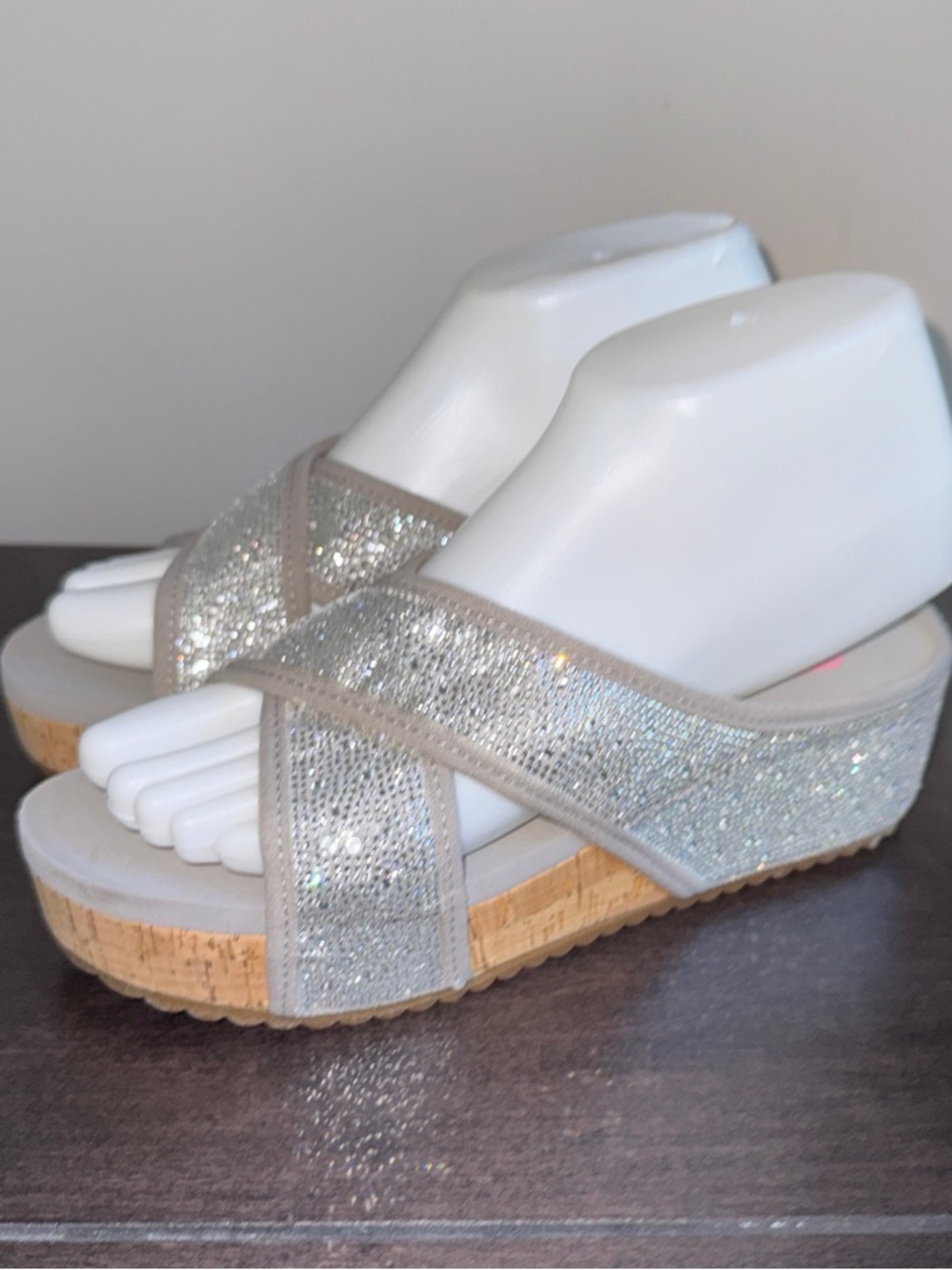 GB girls Silver Sparkle Platform Sandals